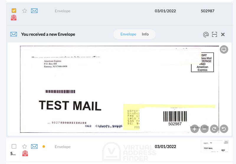 A scanned piece of mail in a PostScan Mail inbox