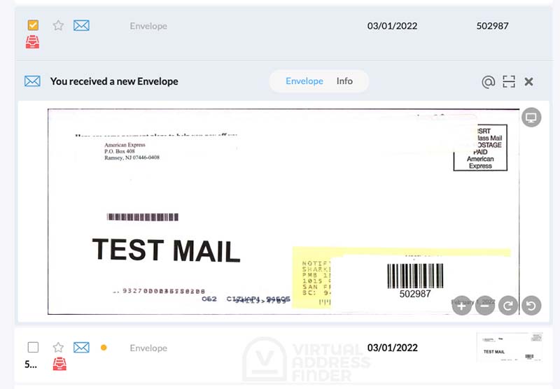 Example PostScan Mail dashboard