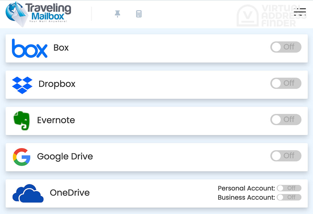 Possible cloud storage integrations with Traveling Mailbox