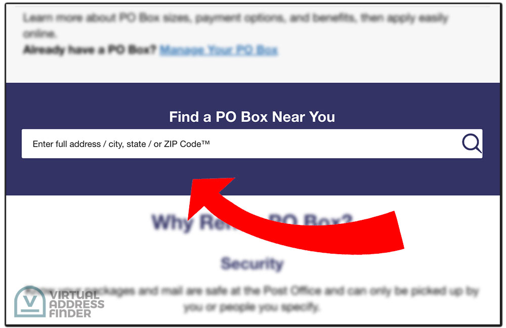 USPS website Find a PO Box Near You